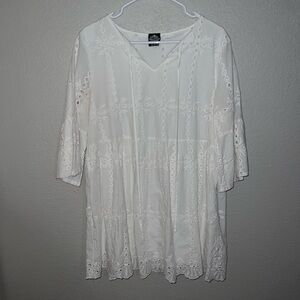 Womens White Eyelet Mini Dress